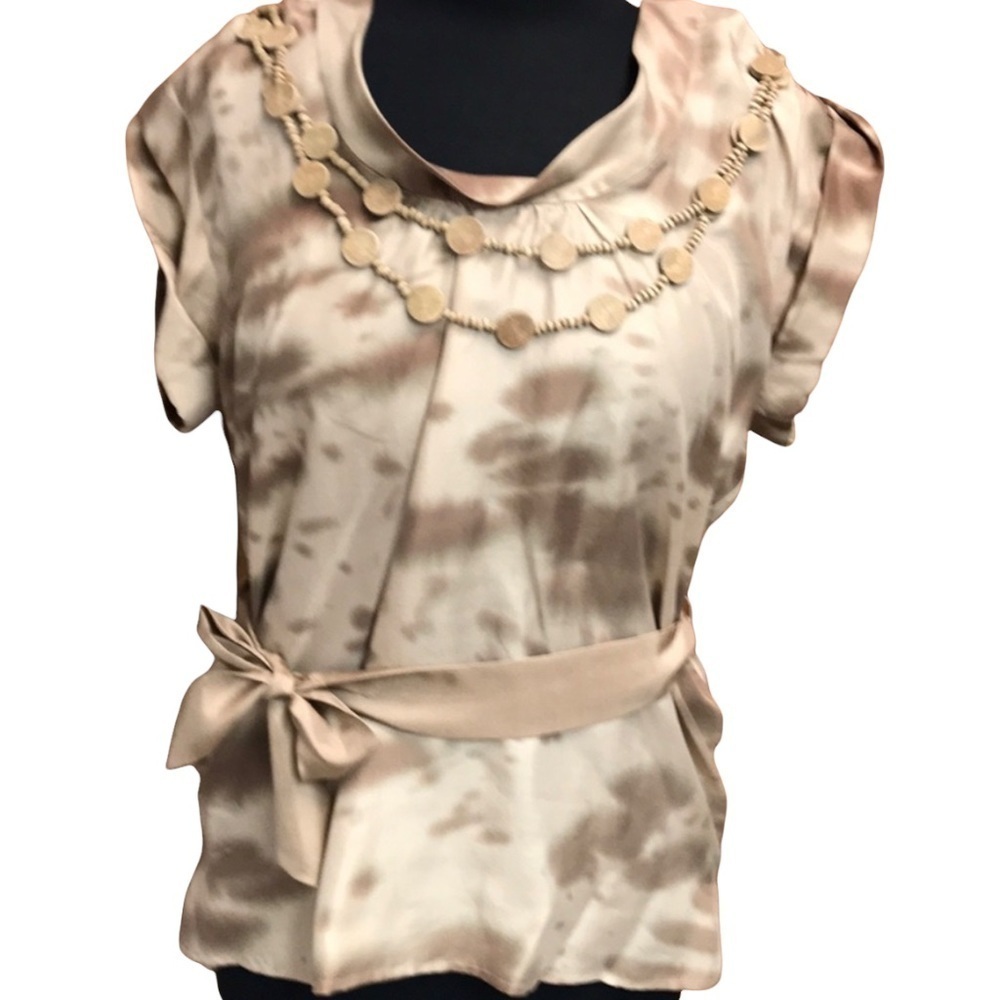 BeBe Silk Blouse Tan